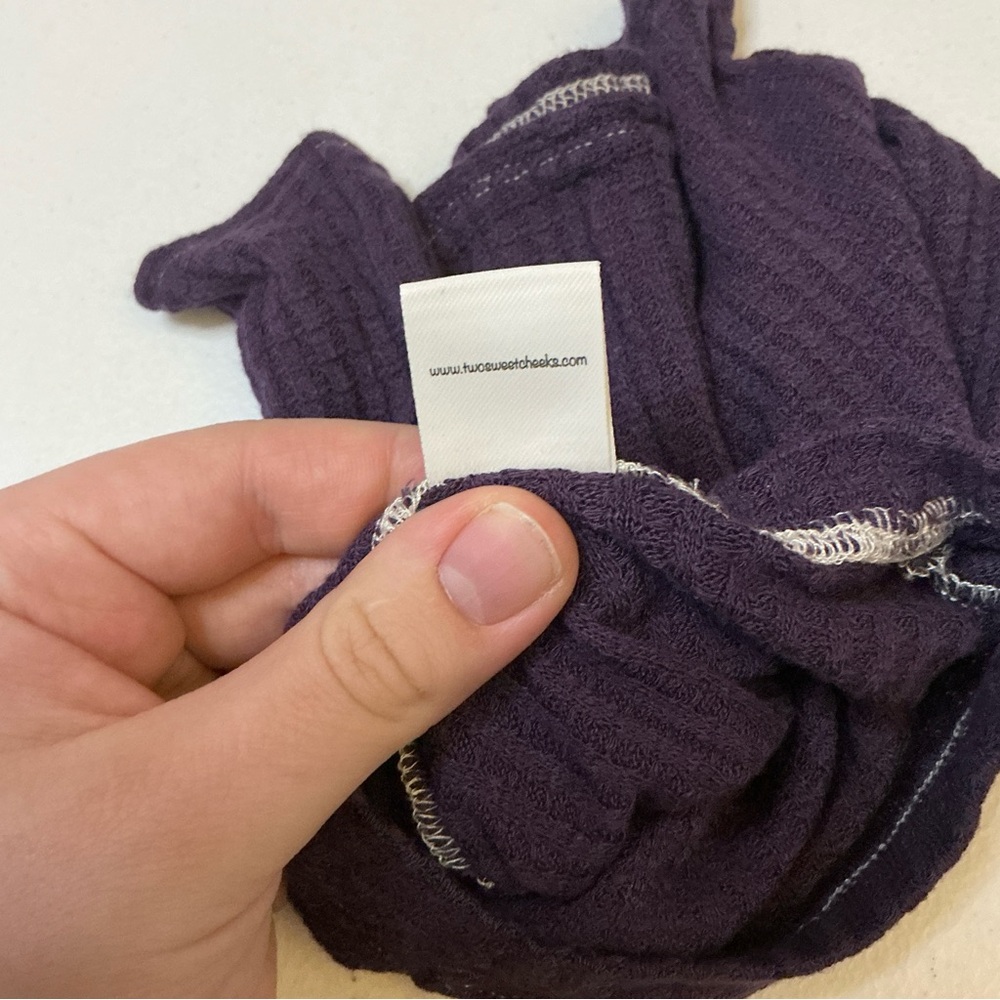 Handmade 2 Sweet Cheeks Waffle Knit Set 0-3M Purple Lounge Outfit - Picture 6 of 11